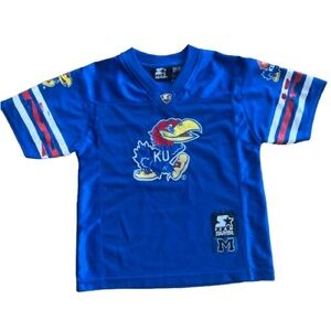 Vintage Kids Kansas Jayhawks Football Starter Jersey Size Medium Retro Blue